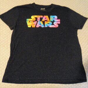 Star Wars Rainbow Tie‑Dye Logo T-Shirt L (42" Bust) Y2K Galacticcore Pop-Culture